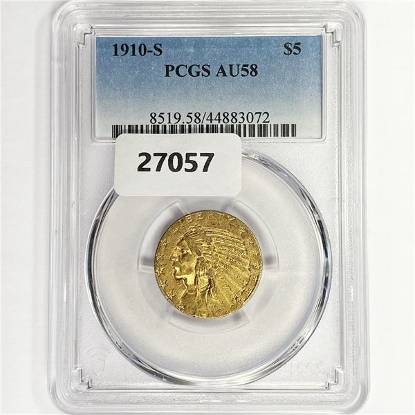1910-S $5 Gold Half Eagle PCGS AU58