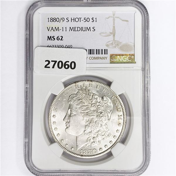 1880/9-S Morgan Silver Dollar NGC MS62 VAM-11