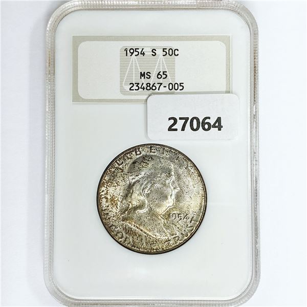 1954-S Franklin Half Dollar NGC MS65