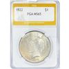 Image 1 : 1922 Silver Peace Dollar PGA MS65
