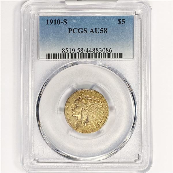 1910-S $5 Gold Half Eagle PCGS AU58