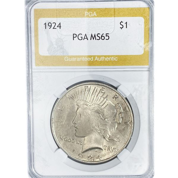 1924 Silver Peace Dollar PGA MS65