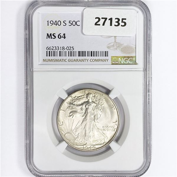 1940-S Walking Liberty Half Dollar NGC MS64