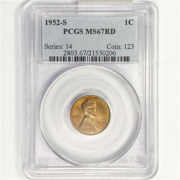 1952-S Wheat Cent PCGS MS67 RD