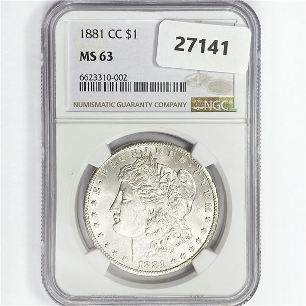 1881-CC Morgan Silver Dollar NGC MS63