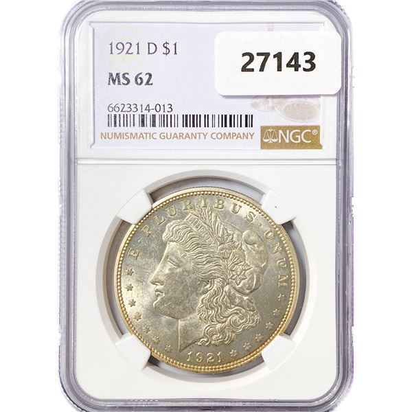 1921-D Morgan Silver Dollar NGC MS62