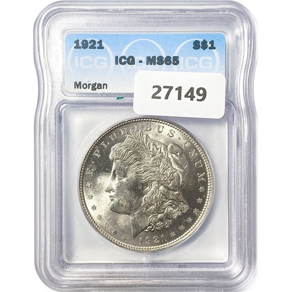 1921 Morgan Silver Dollar ICG MS65