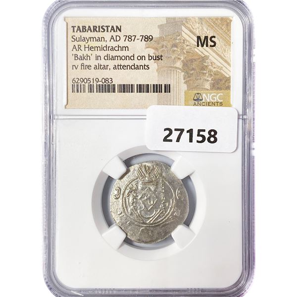 AD 787-789 Tabaristan AR Hemidrachm NGC AU