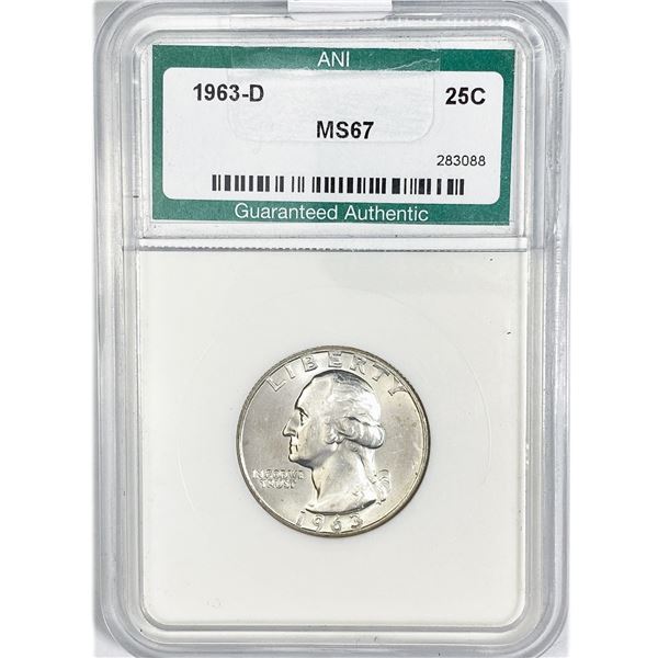 1963-D Washington Silver Quarter ANI MS67