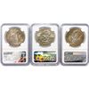 Image 2 : 1974 Set (3) Eisenhower Silver Dollars NGC MS65