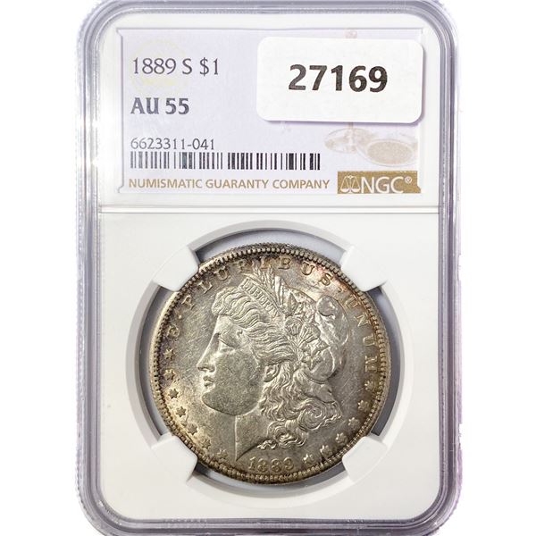 1889-S Morgan Silver Dollar NGC AU55