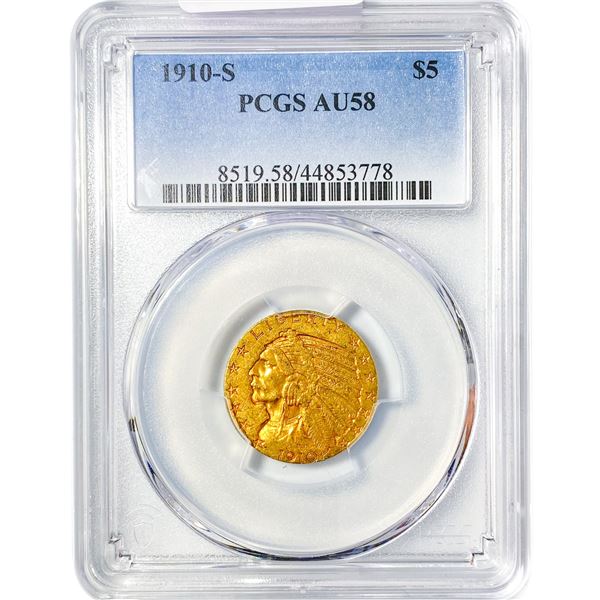 1910-S $5 Gold Half Eagle PCGS AU58
