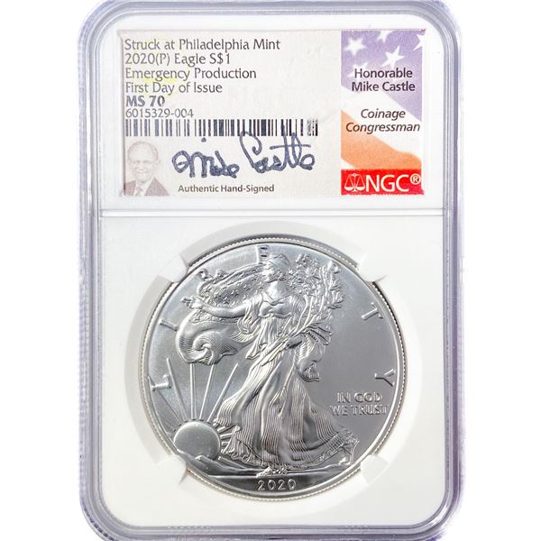 2020(P) ASE Castle Signed NGC MS70 1st Day