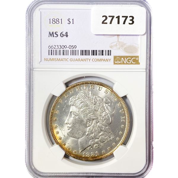 1881 Morgan Silver Dollar NGC MS64