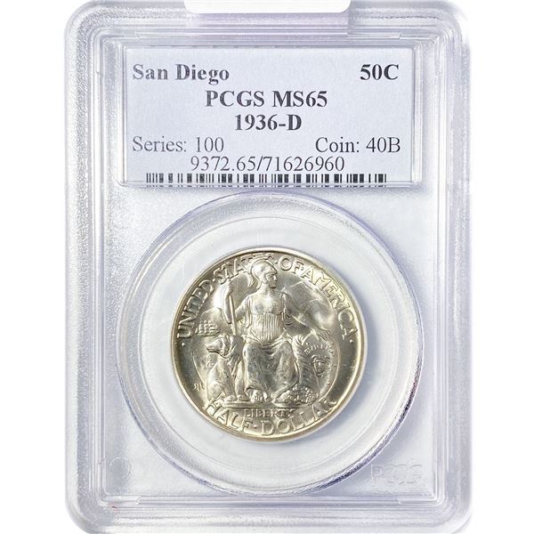 1936-D San Diego Half Dollar PCGS MS65