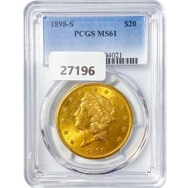 1898-S $20 Gold Double Eagle PCGS MS61