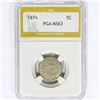 Image 1 : 1874 Shield Nickel PGA MS63