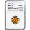 Image 1 : 1952-S Wheat Cent NGC MS67 RD