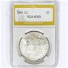 Image 1 : 1891-CC Morgan Silver Dollar PGA MS65