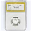 Image 1 : 1892 Barber Dime PGA MS65