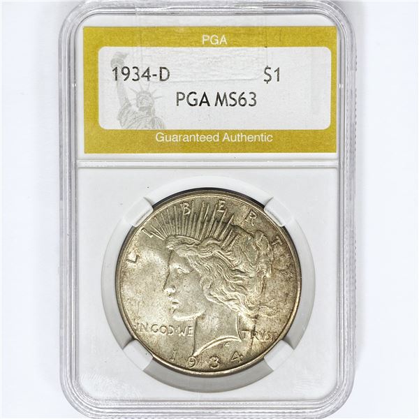 1934-D Silver Peace Dollar PGA MS63