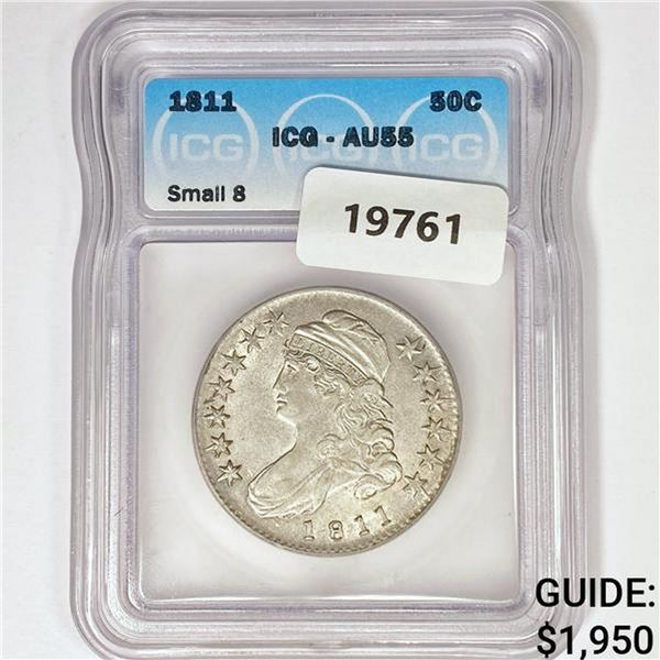 1811 Capped Bust Half Dollar ICG AU55 Small 8