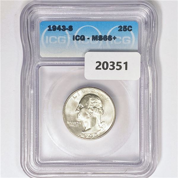 1943-S Washington Silver Quarter ICG MS66+