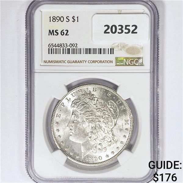 1890-S Morgan Silver Dollar NGC MS62