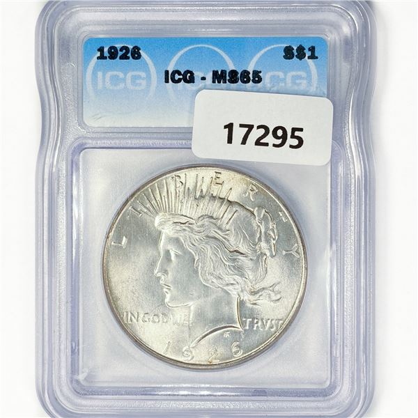 1926 Silver Peace Dollar ICG MS65