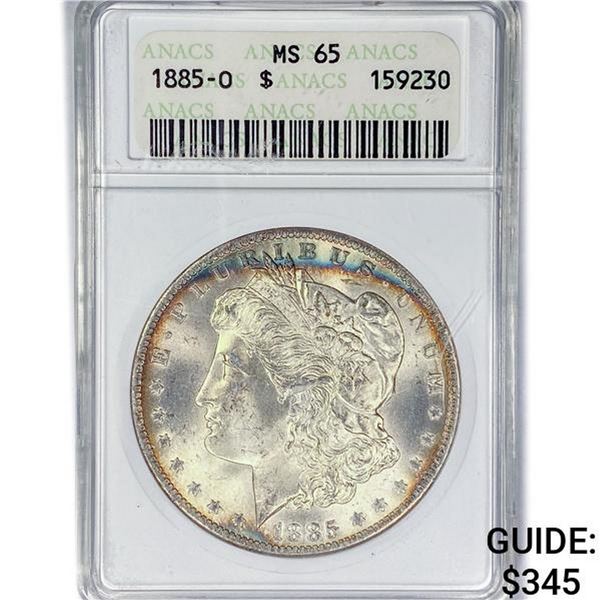 1885-O Morgan Silver Dollar ANACS MS65