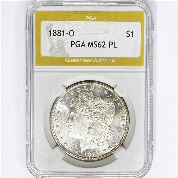 1881-O Morgan Silver Dollar PGA MS62 PL