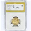 1901/0-S $5 Gold Half Eagle PGA AU53