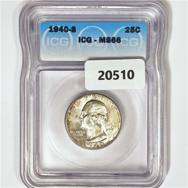 1940-S Washington Silver Quarter ICG MS66