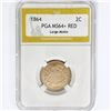 Image 1 : 1864 Two Cent Piece PGA MS64+ RED, Lg Motto
