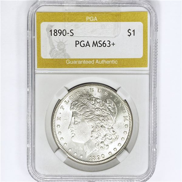 1890-S Morgan Silver Dollar PGA MS63+