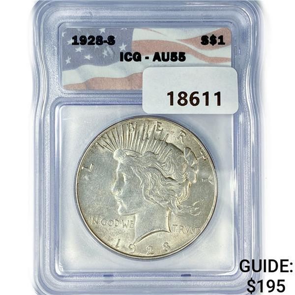 1928-S Silver Peace Dollar ICG AU55