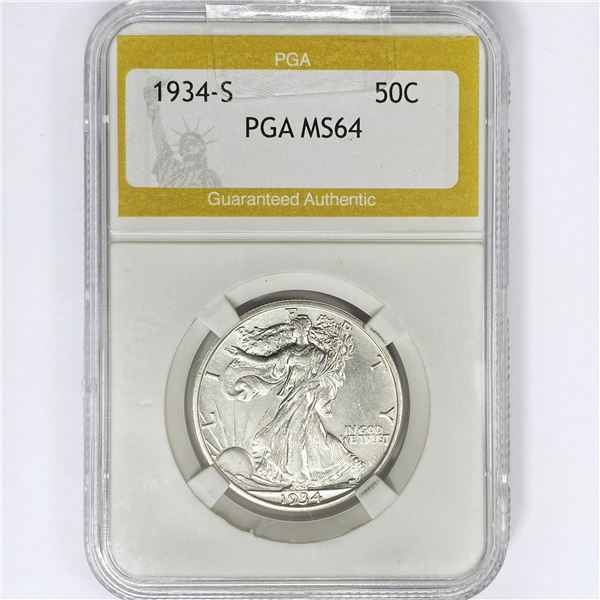 1934-S Walking Liberty Half Dollar PGA MS64