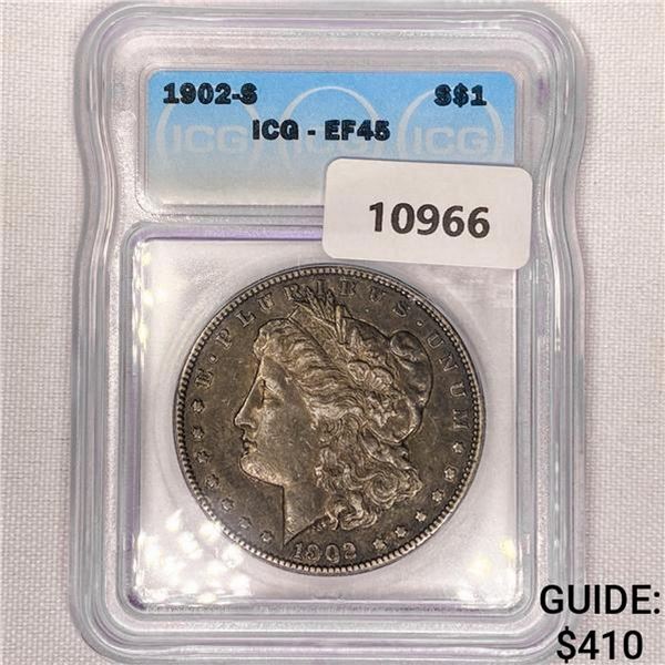 1902-S Morgan Silver Dollar ICG EF45