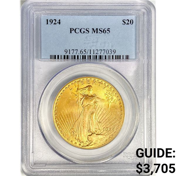 1924 $20 Gold Double Eagle PCGS MS65