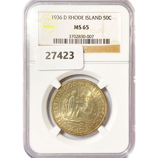 1936-D Rhode Island Half Dollar NGC MS65