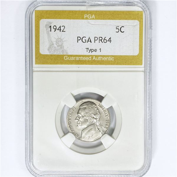 1942 Jefferson Nickel PGA PR64 Type 1