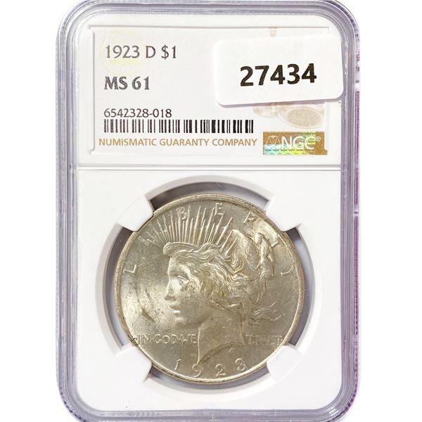 1923-D Silver Peace Dollar NGC MS61