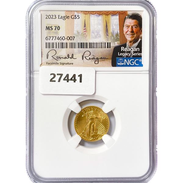 2023 $5 1/10oz Reagan AGE NGC MS70