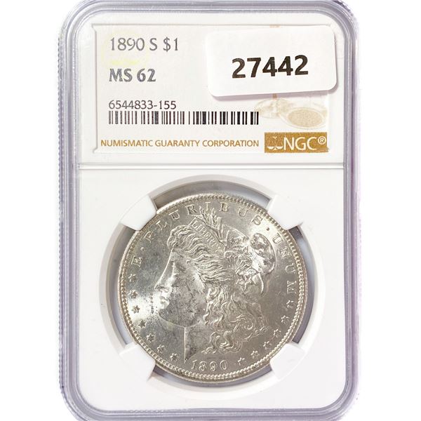 1890-S Morgan Silver Dollar NGC MS62