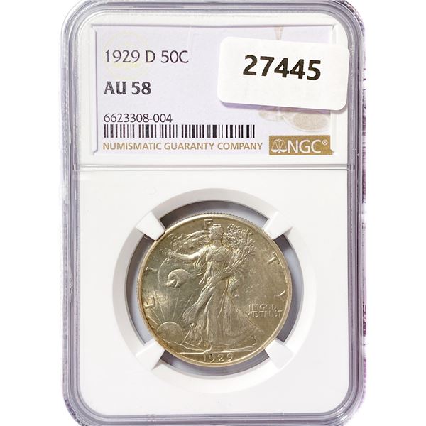 1929-D Walking Liberty Half Dollar NGC AU58