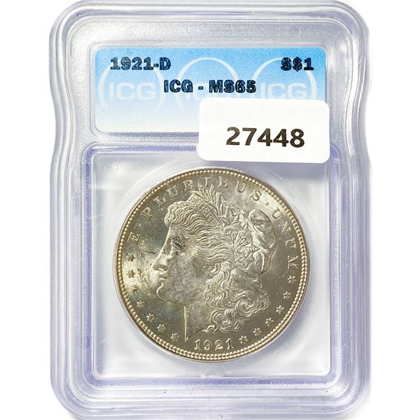 1921-D Morgan Silver Dollar ICG MS65