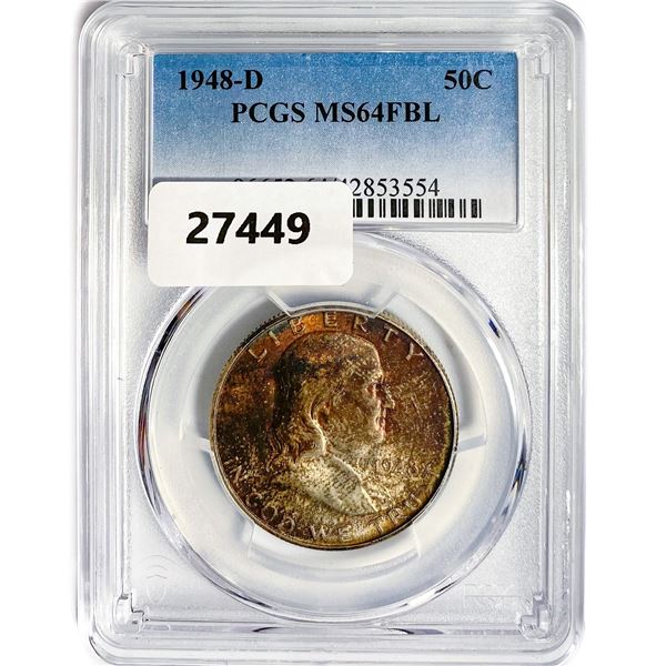 1948-D Franklin Half Dollar PCGS MS64 FBL