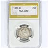 1857-O Seated Liberty Quarter PGA AU50