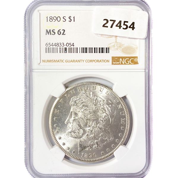 1890-S Morgan Silver Dollar NGC MS62