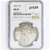 Image 1 : 1927 Silver Peace Dollar NGC MS63